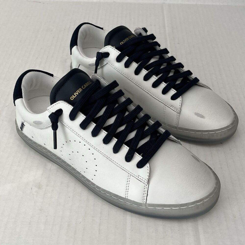 Oliver Cabell Low 1 Navy Yin Yang Subdued Comfy Leather Sneakers Mens 6 Womens 9